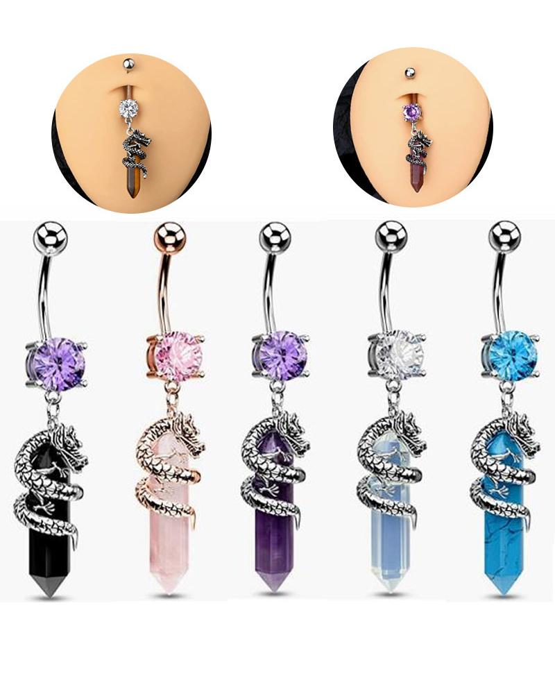 

1pc Rhinestone Hexagon Drop Belly Ring, Style3