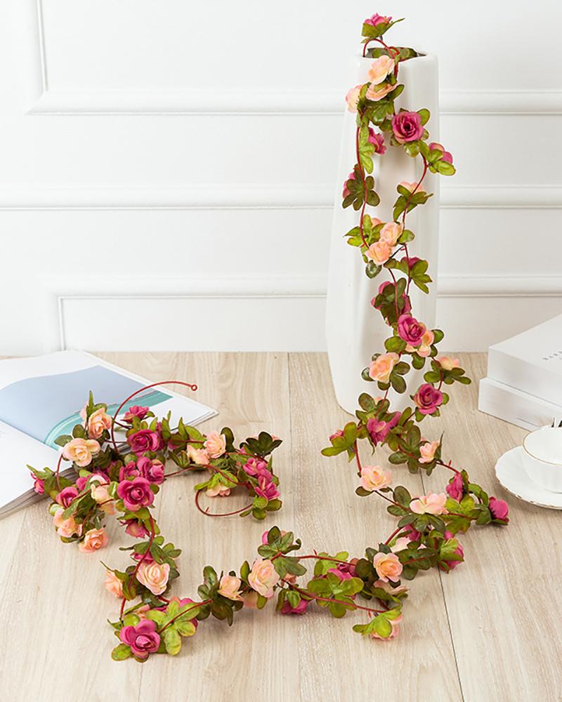 

Fake Rose Vine Flowers Plants Artificial Flower Hanging Rose Ivy Home Hotel Office Wedding Party Garden Craft Art Decor, Champagne