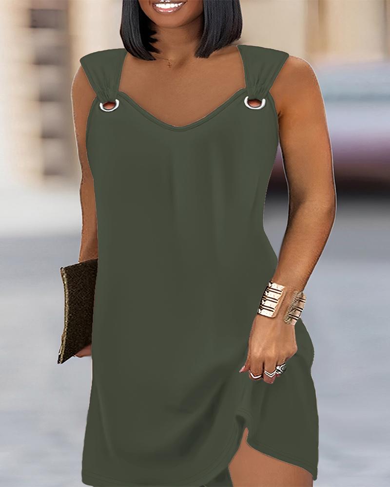 

Plus Size Eyelet Sleeveless Casual Dress, Green