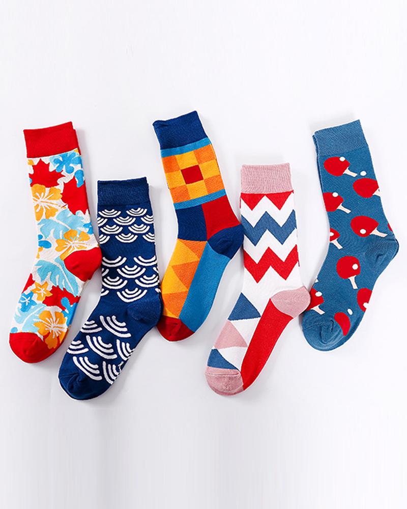 

1Pair Graphic Print Colorblock Crew Socks, Style1