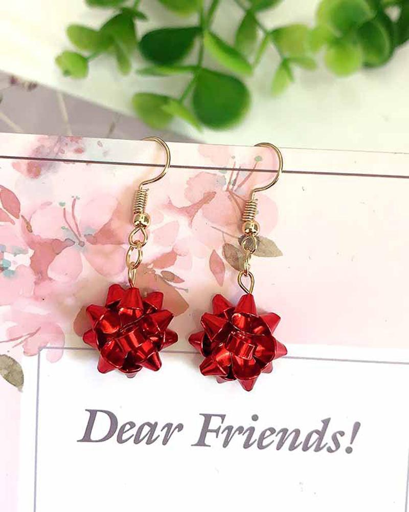 

1Pair Christmas Drop Earrings, Red