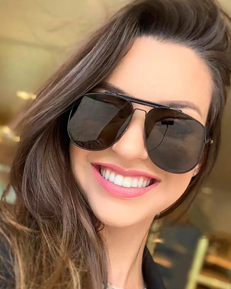 

1Pair Top Bar Metal Frame Aviator Sunglasses, Black