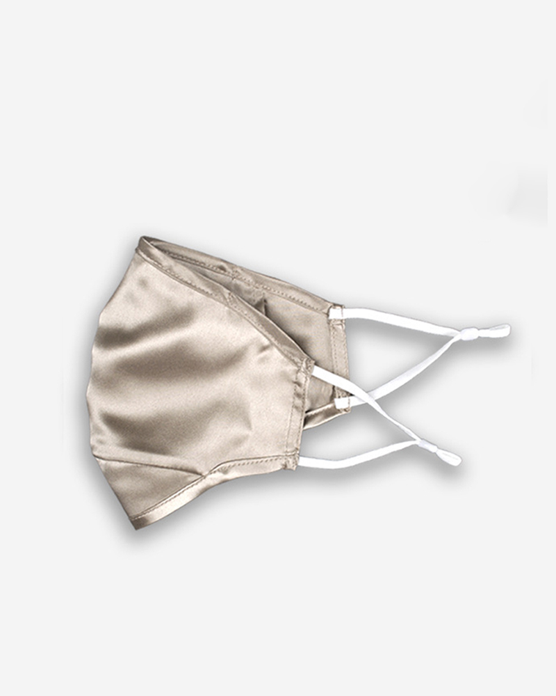

Solid Breathing Washable Silk Face Mask (1 filters as gift), Champagne