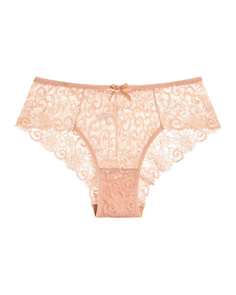 

Lace Splicing Bow Skinny Panties, Nude