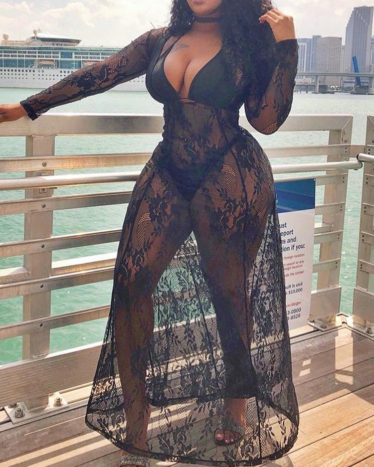 

See Through Lace Cover Up, Black