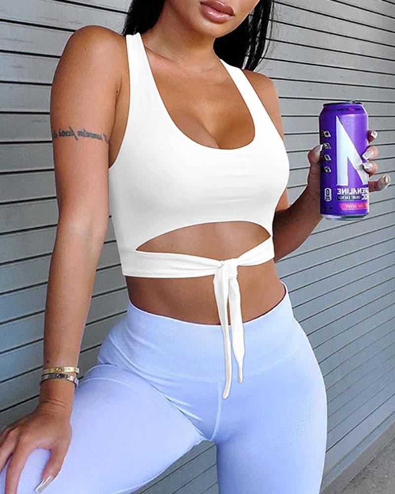 

Solid Sleeveless Strappy Tanks, White