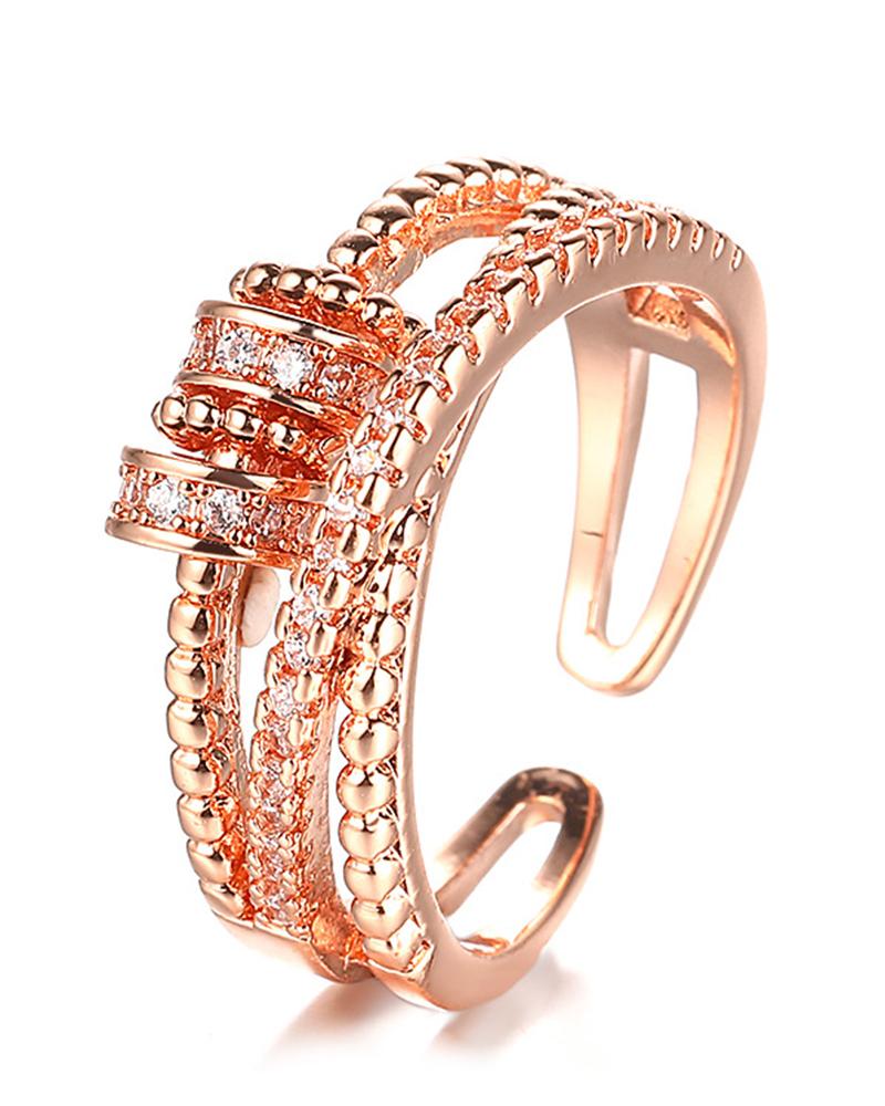 

1pc Mother's Day Rhinestone Spin Detail Ring, Rose gold