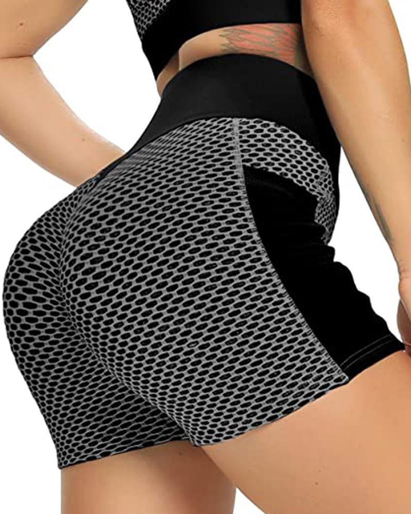 

Mesh Yoga Shorts High Waist Seamless Quick Dry Running Fitness Shorts, Black