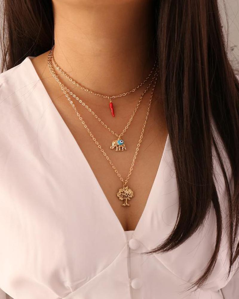 

Vintage Multi-layer Necklace, Gold