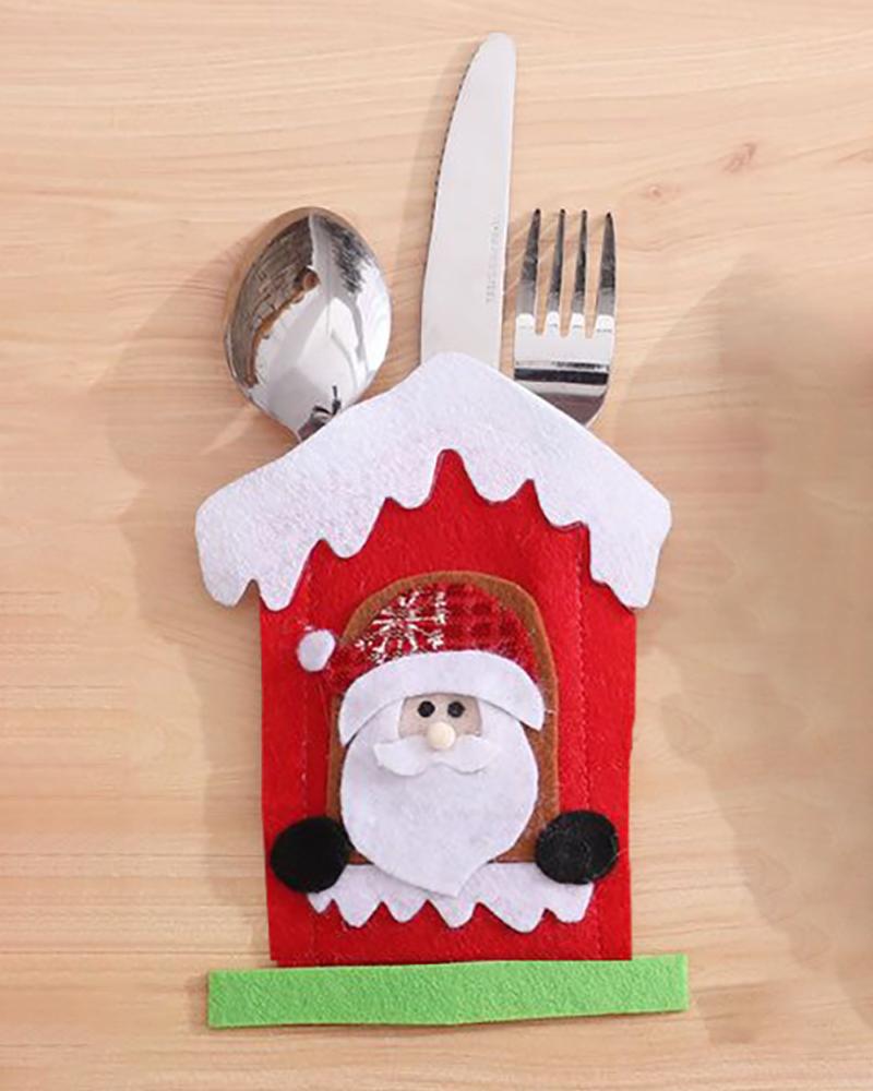 

Christmas Pattern Knife Forks Pouch Bags Cutlery Holders, Style1
