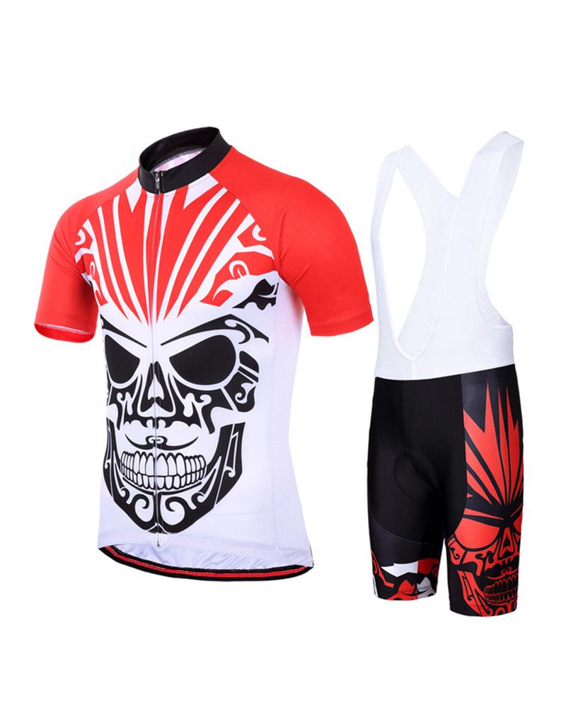 

Skeleton Patterns Print Short Sleeve T-shirts With Shorts Cycling Active Sets, Orange
