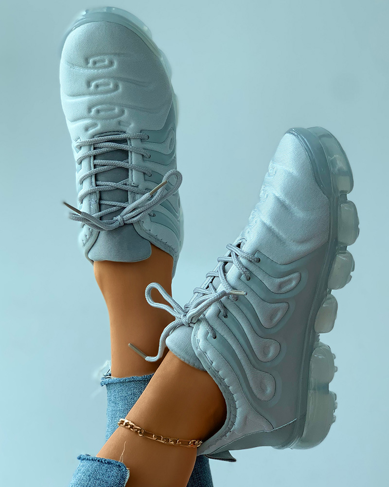 

Colorblock / Plain Lace-up Casual Sneaker, Silver