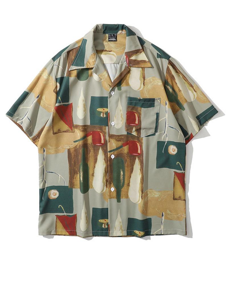 

Vintage All Over Print Short Sleeve T-shirt, Green