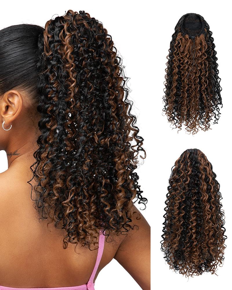 

Curly Hair Extension Clip Synthetic Afro Curly Ponytail Hairpieces, Style2