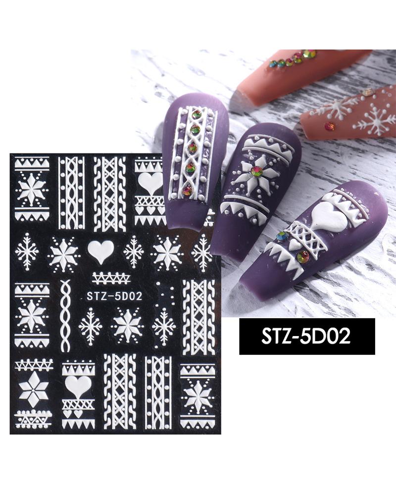 

1Sheet Christmas 5D Snowflake Nail Art Stickers, Style2