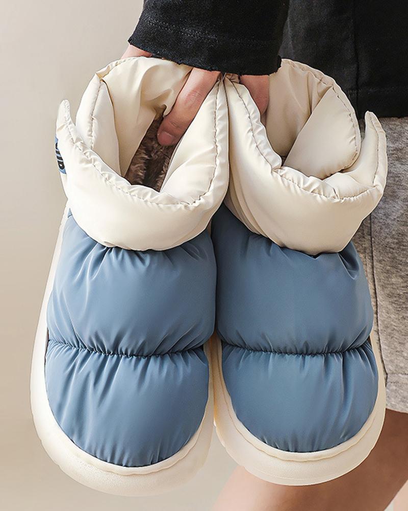 

Quilted Round Toe Lined Slipper Boots, Blue