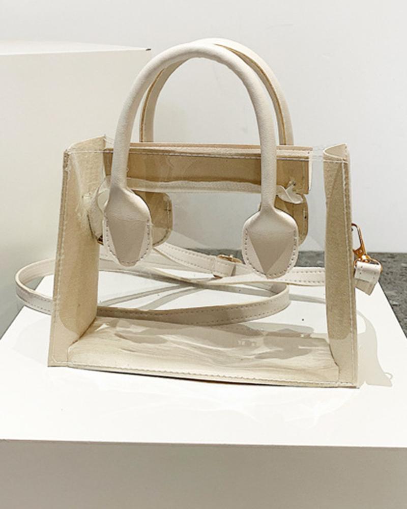 

Clear Pastel Satchel Bag With Inner Pouch