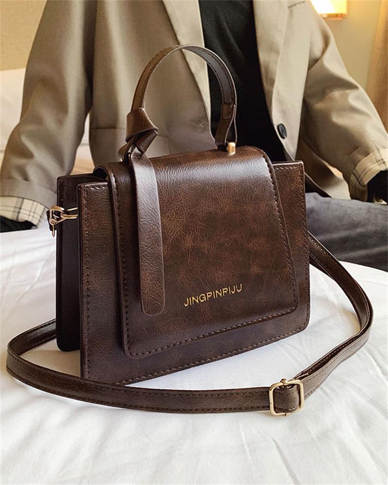 

Flap Crossbody Bag With Handle, Coffee