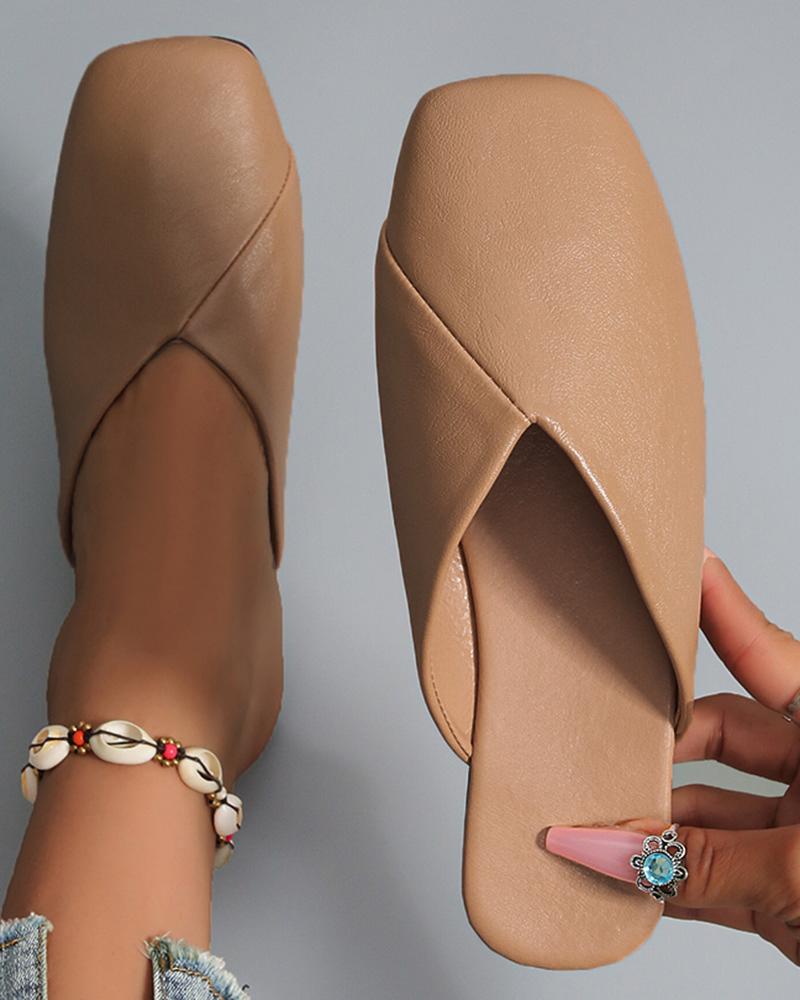 

Square Toe Fashion Outdoor Slippers, Brown