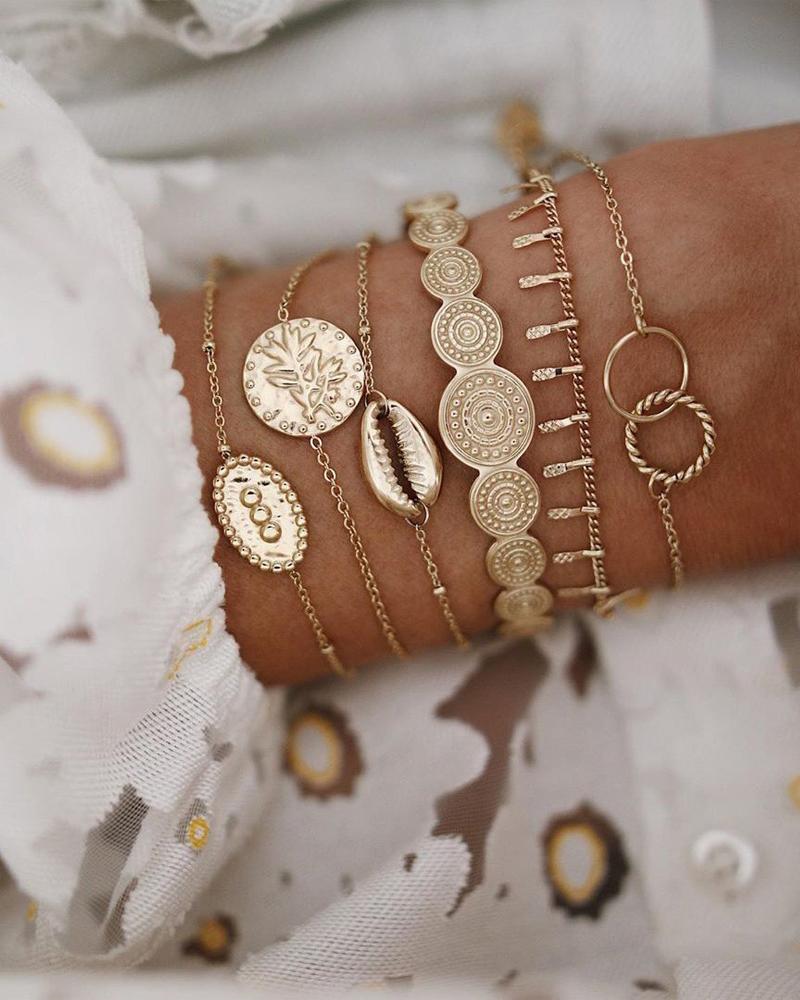 

6PCS Minimalist Chain Bracelet Set, Gold