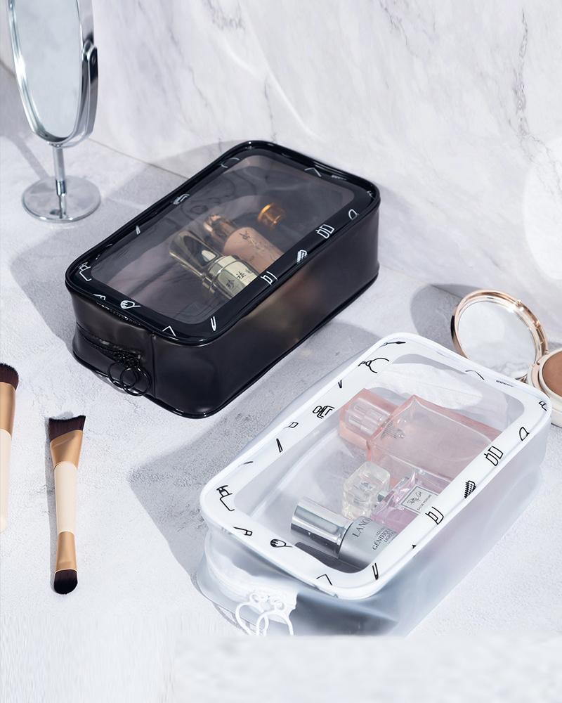 

Clear Makeup Bag Portable Cosmetic Beauty Travel Pouch Multifunctional Case Toiletry Organizer, Black