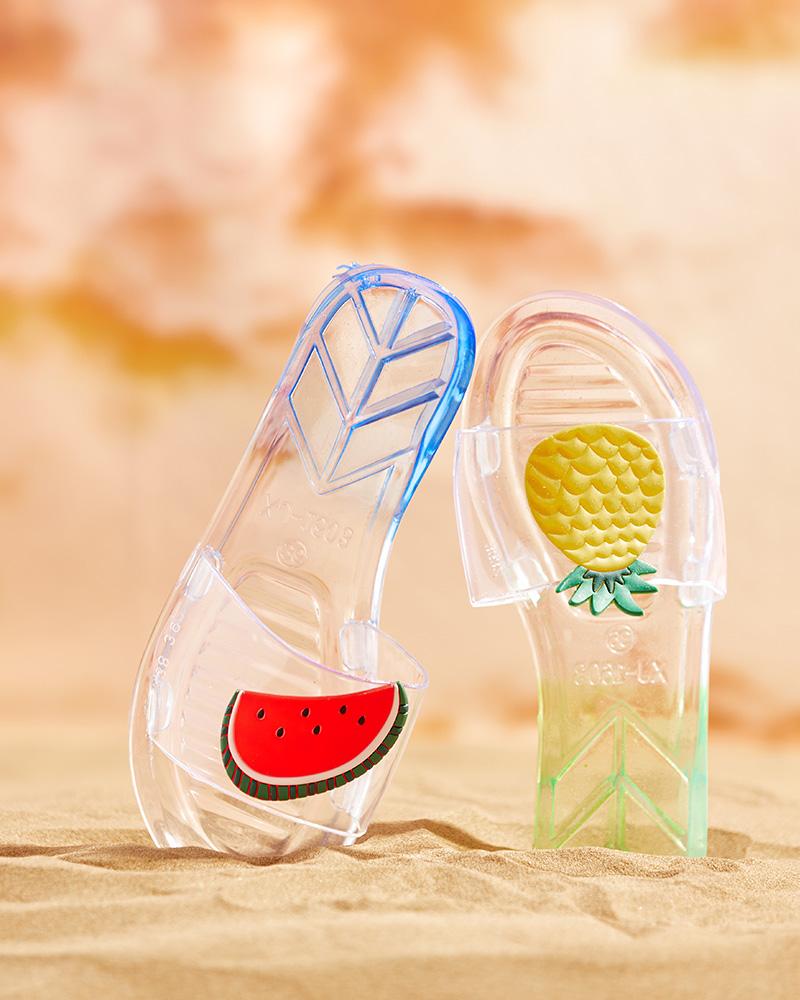 

Fruit Pattern Colorblock Clear Perspex Slipper, Green