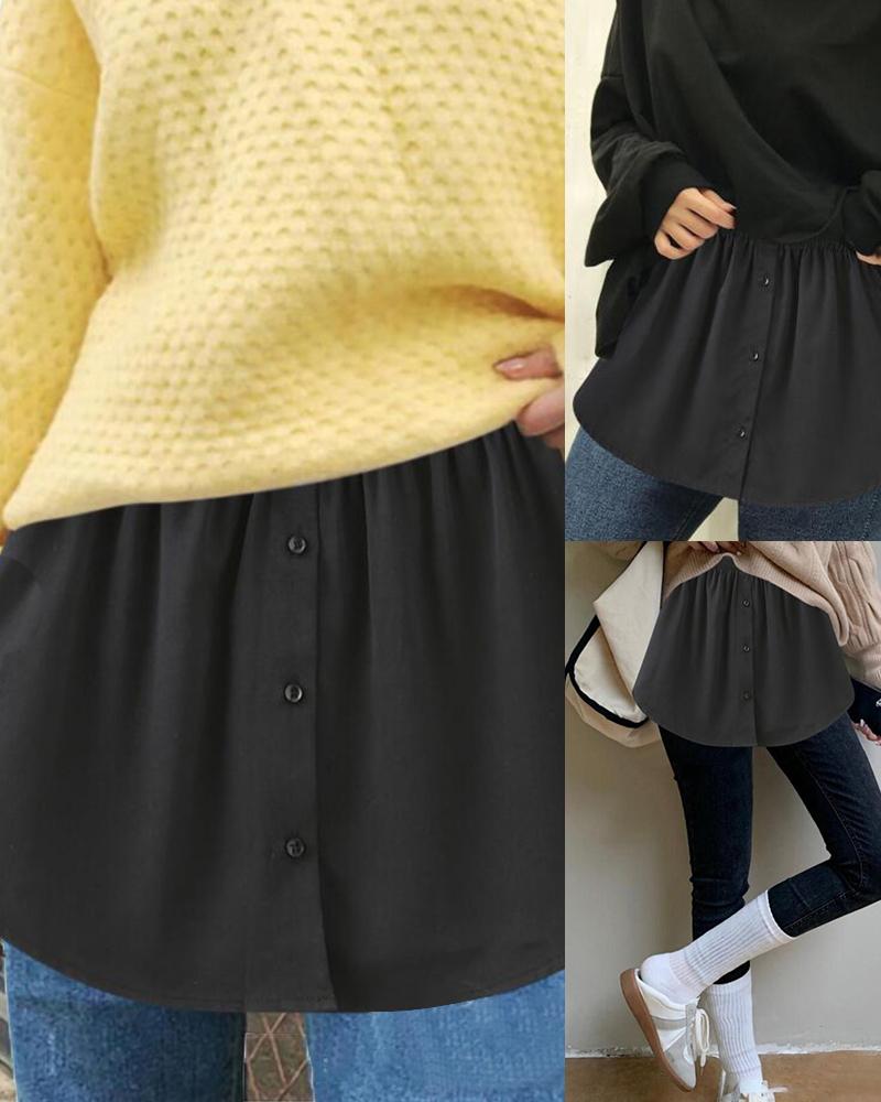 

Shirt Extender Detachable Underskirt False Blouse Tail Adjustable Layering Fake Top Lower Sweep Matching Sweater Bottoming Artifact Hem Skirt, Black