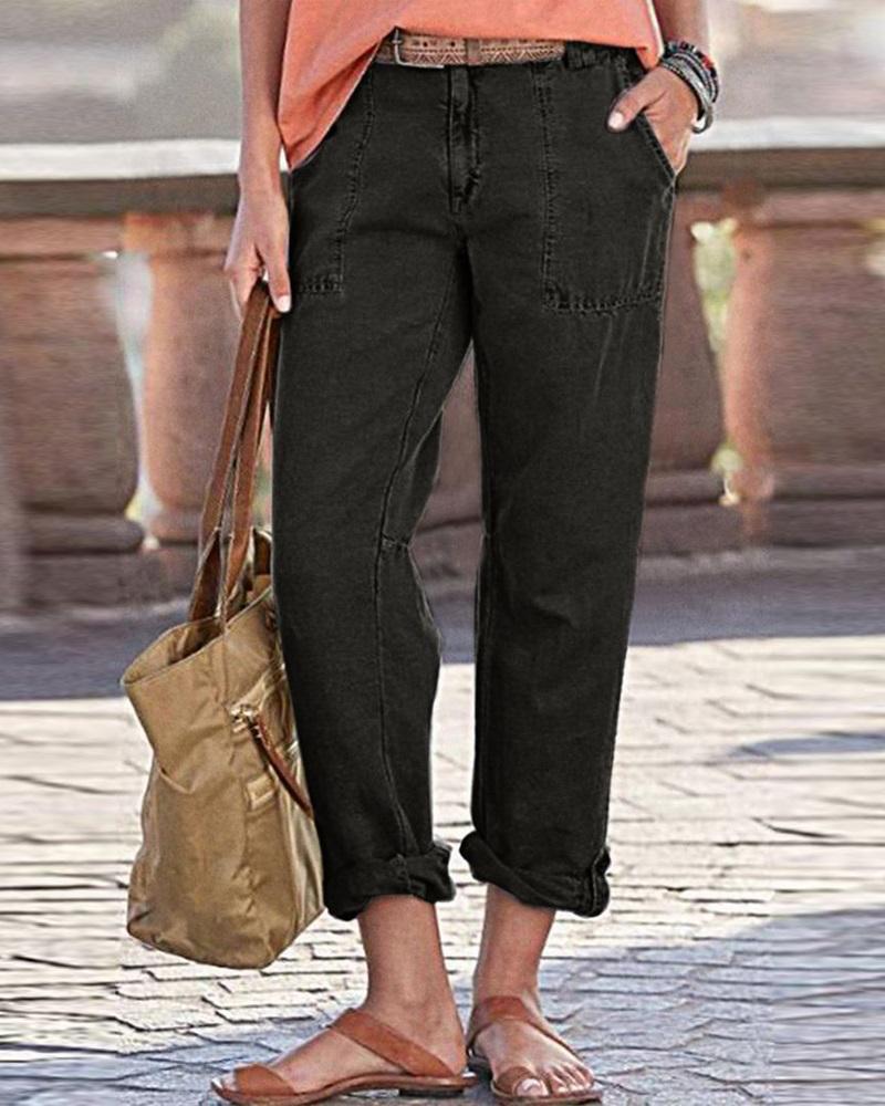 

Pocket Design Casual Jeans, Black