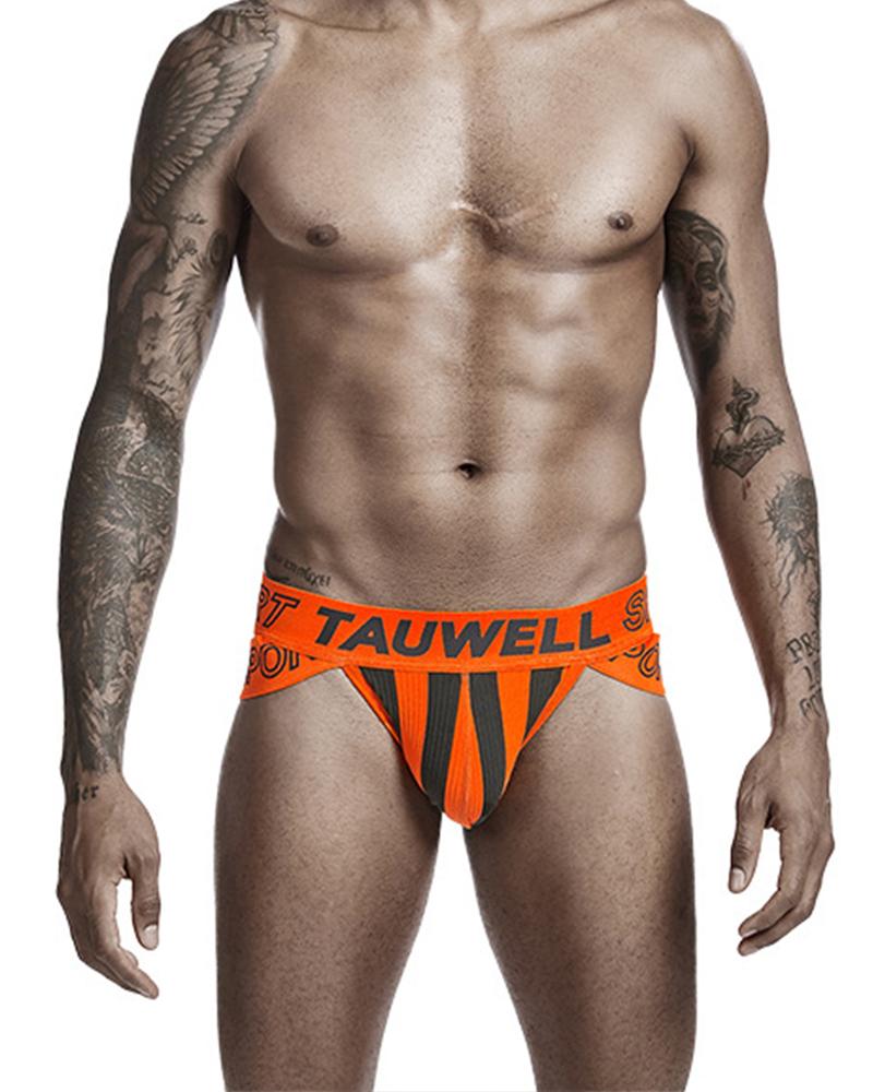 

Striped Letter Print Cut-out Underpants, Orange