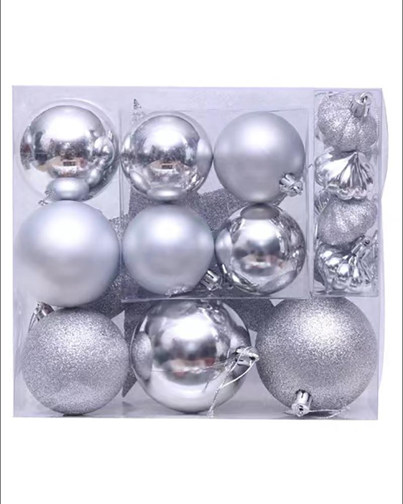 

Christmas Ornament Supplies 18pcs Christmas Electroplated Ball Pentagram Cross Ball Set, Silver