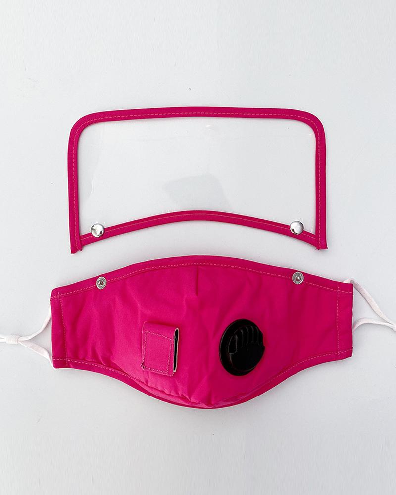 

Detachable Valve Visible Face Mask With Drinking Straw Hole, Hot pink