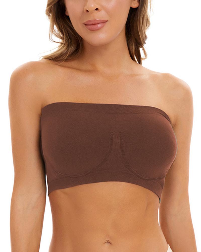 

Strapless Bandeau Bralette Invisible Bra, Brown