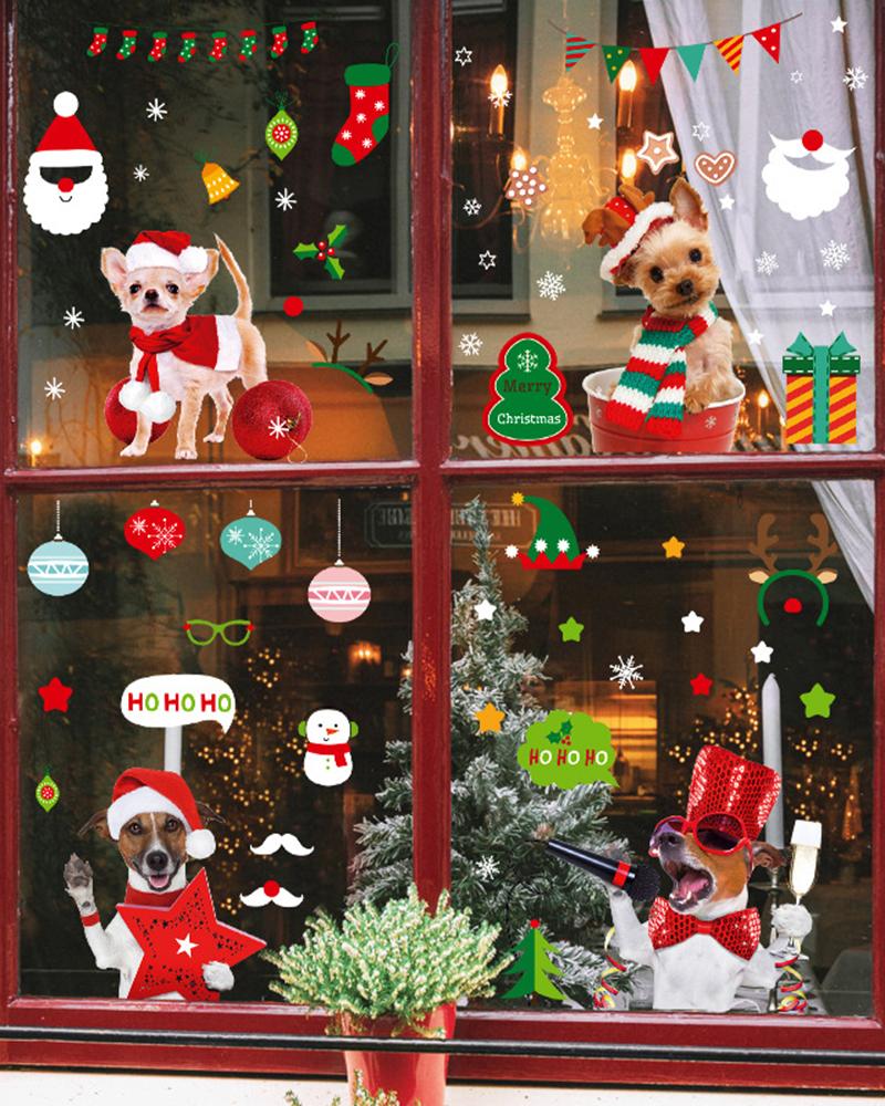 

1 Sheet Christmas Decorations Glass Window Pets Stickers, Style1