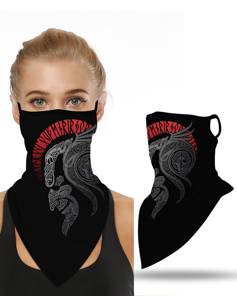 

Print Breathable Ear Loop Face Cover Windproof Motorcycling Dust Outdoors, Black