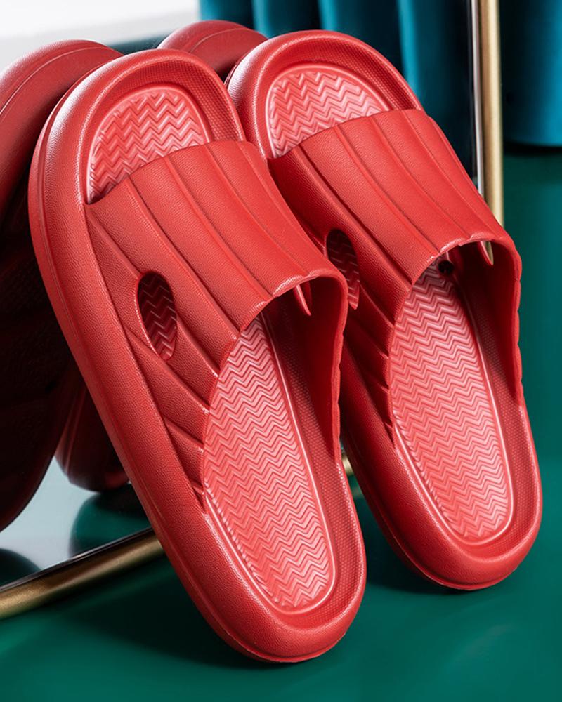 

Solid Cut-out EVA Platform Slippers, Red