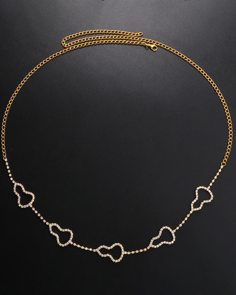 

Rhinestone Geometric Waist Chain, Gold
