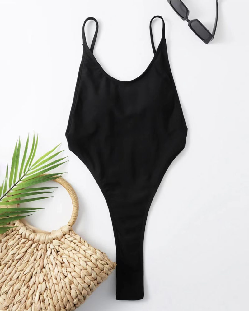 

Backless Padded One-Piece Swimsuit, Black