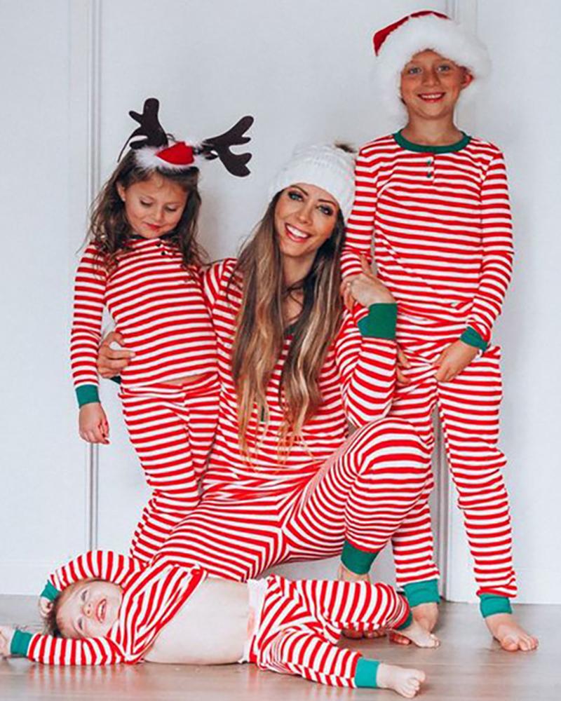 

Christmas Print Pajamas Set For Children, Red