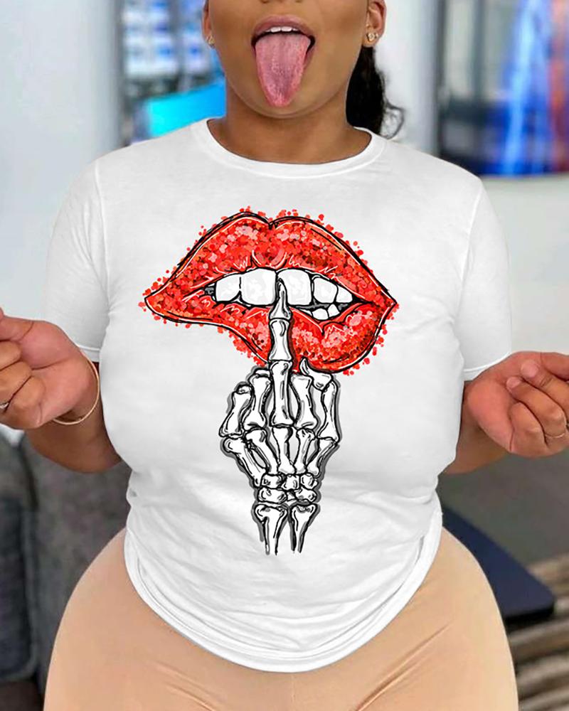 

Slogan Print Short Sleeve T-shirt, White