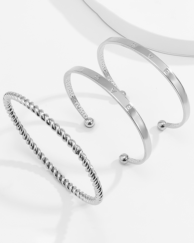 

Letter Pattern Simple Chain Bracelet, Silver