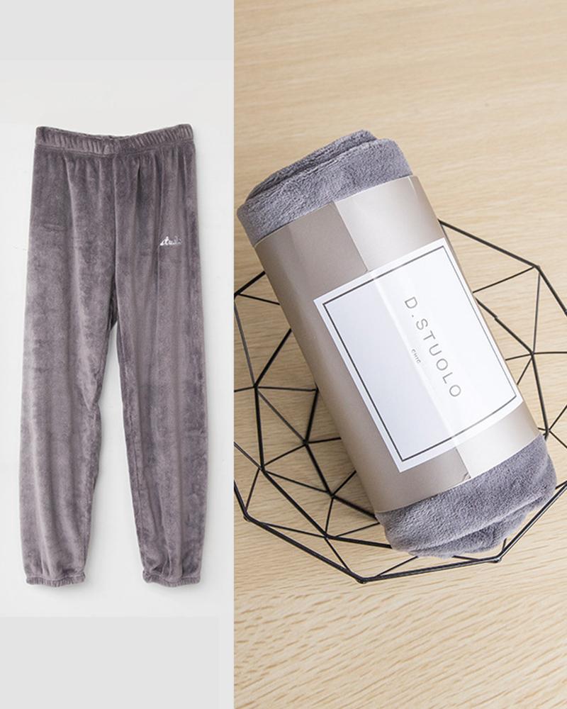 

High Waist Fuzzy Cuffed Pants, Dark grey