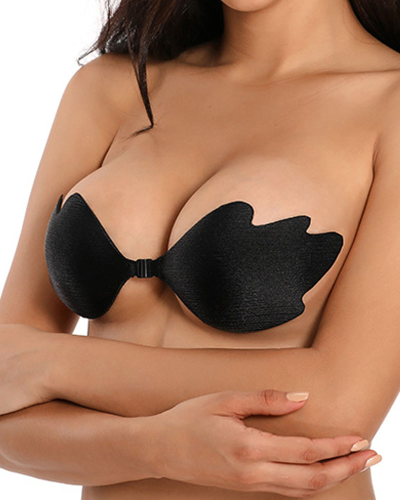 

Leaf Pattern Silicone Push Up Invisible Bra Strapless Self Adhesive Nipple Cover Bust Lifter, Black