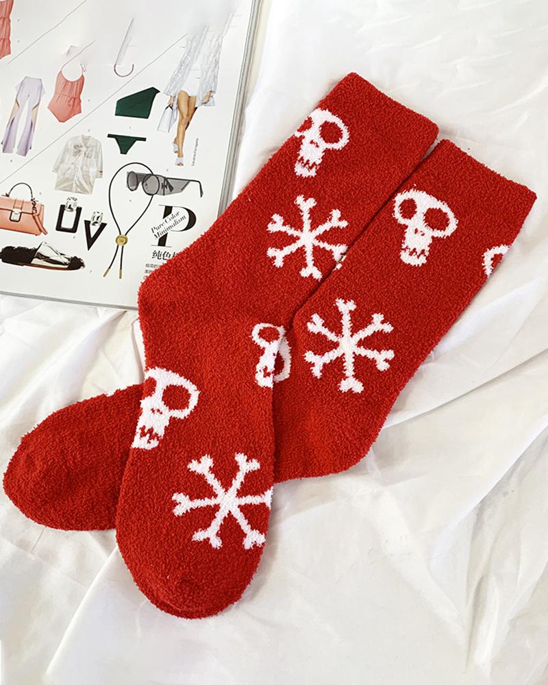 

1Pair Christmas Graphic Pattern Fuzzy Thermal Socks, Style4
