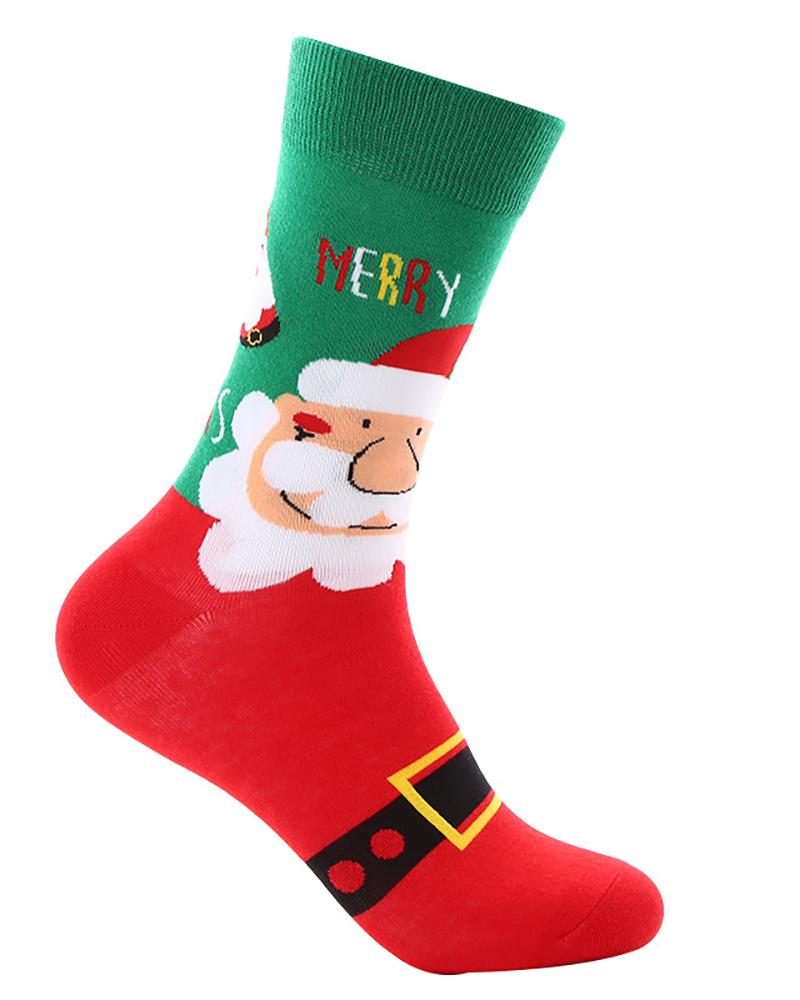 

1Pair Christmas Character Santa Graphic Print Cartoon Crew Socks, Style2