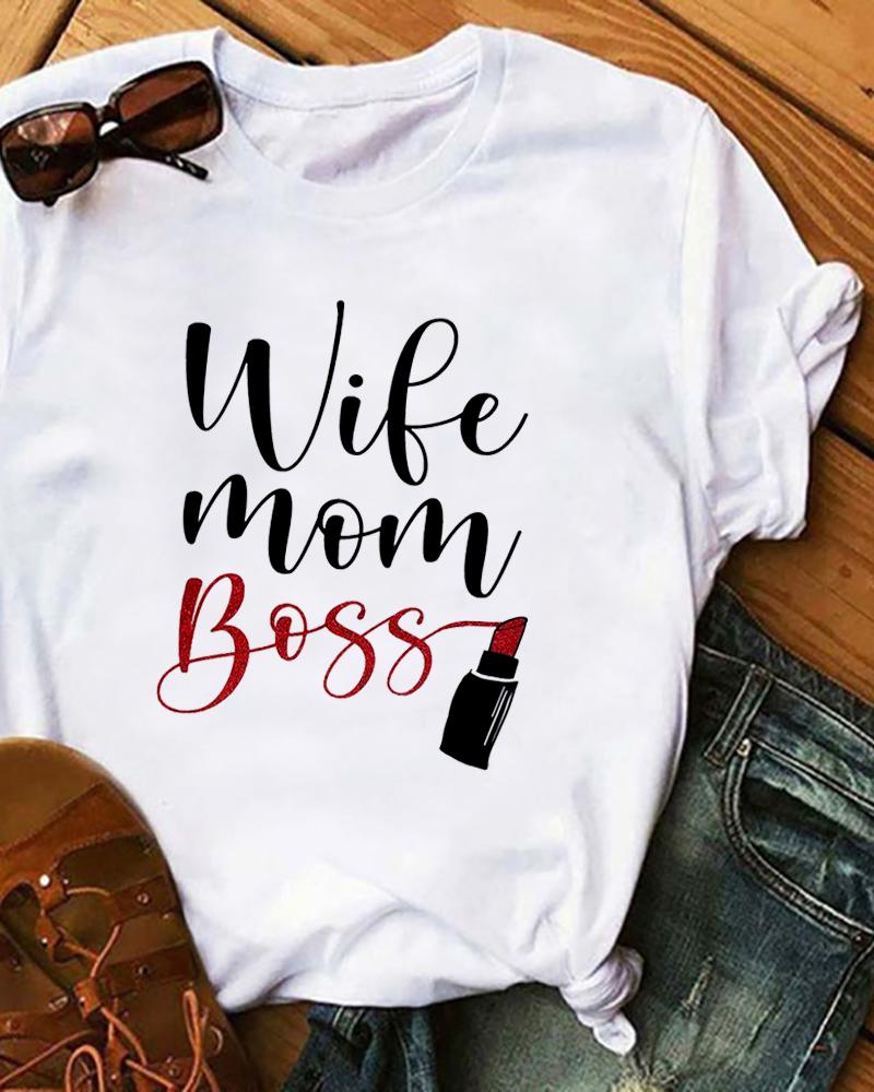 

Mother's Day Letter Print Casual T-Shirt, White