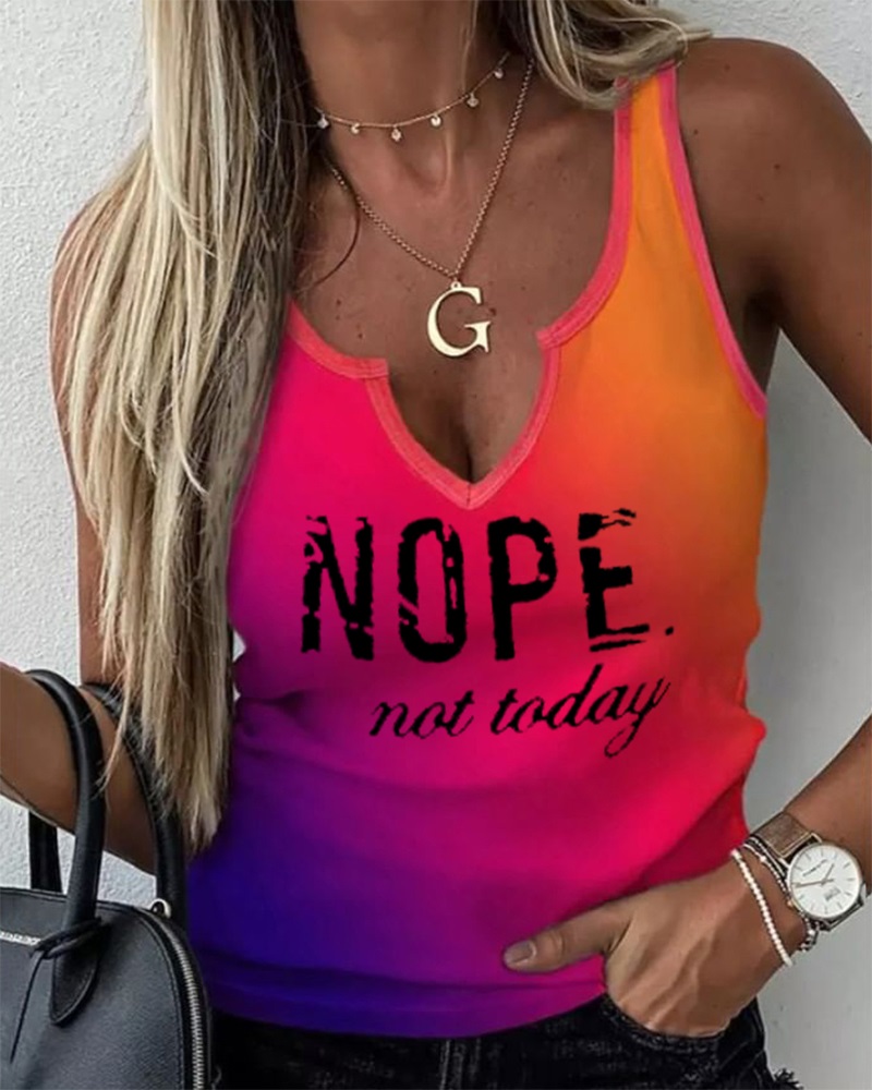

Ombre Letter Print Sleeveless Tank Top, Multicolor