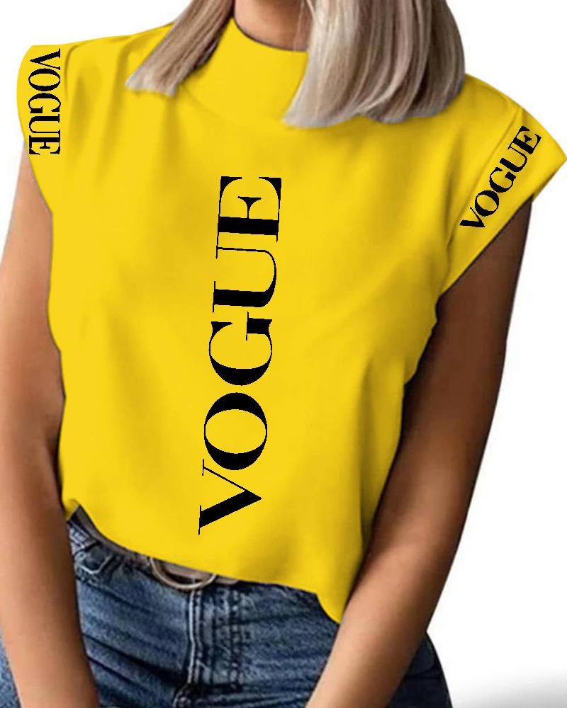 

Short Sleeve Letter Print T-Shirt, Yellow