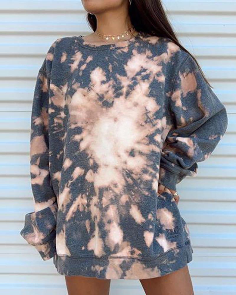 Tie Dye Print Loose Casual Sweatshirt