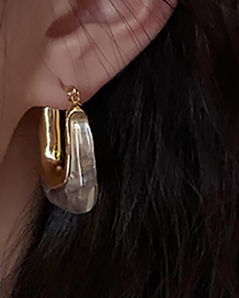 

1Pair Geometric Shaped Drop Earrings, Clear