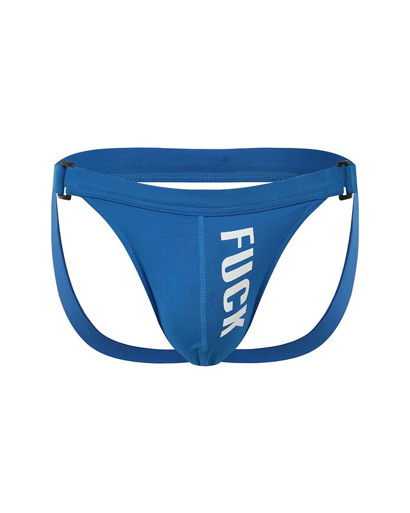 

Solid Letter Print Skinny Buckle Closure Panties, Sky blue